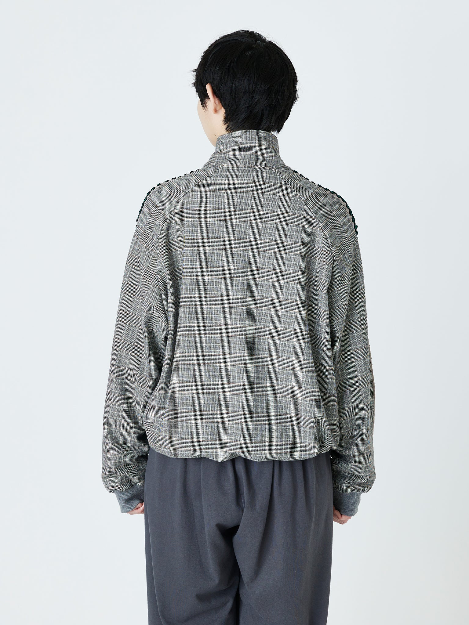 EMBROIDERED TRACK JACKET<br />[BLACK CHECK]