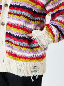 CROCHET KNIT CARDIGAN<br />[OFF WHITE]