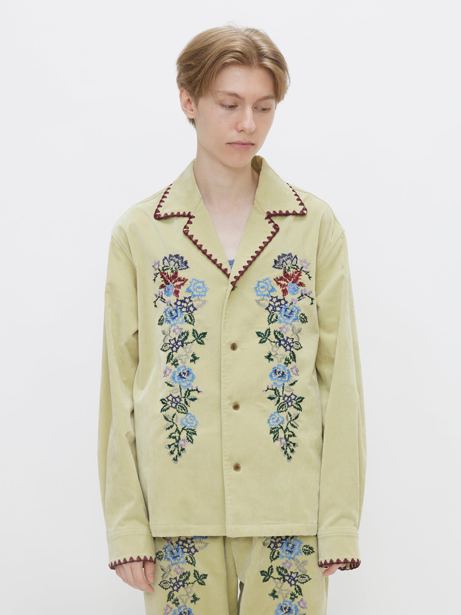 EMBROIDERED SHIRT JACKET<br />[YELLOW]