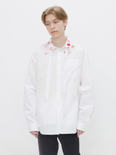 RIP SHIRT WITH TIE<br />[WHITE]