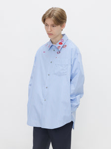RIP SHIRT WITH TIE<br />[BLUE STRIPE]