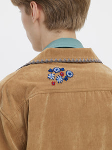 EMBROIDERED SHIRT JACKET<br />[BROWN]