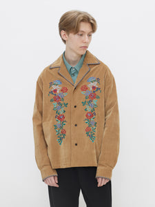 EMBROIDERED SHIRT JACKET<br />[BROWN]