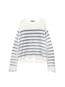 plain × striped double pullover <br />[WHITE HEATHER GRAY]