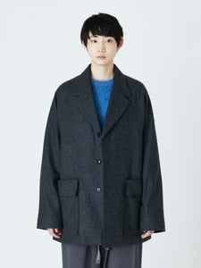 FLANNEL OVERSIZE JACKET<br />[DARK GRAY]