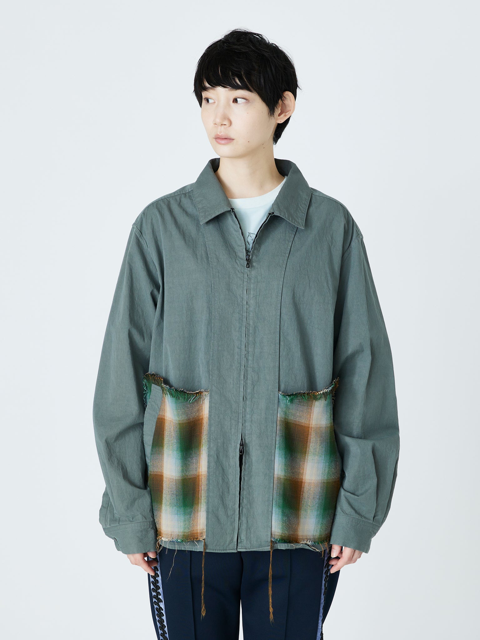 INSIDE OUT ZIPPER SHIRT<br />[DARK SAGE ]