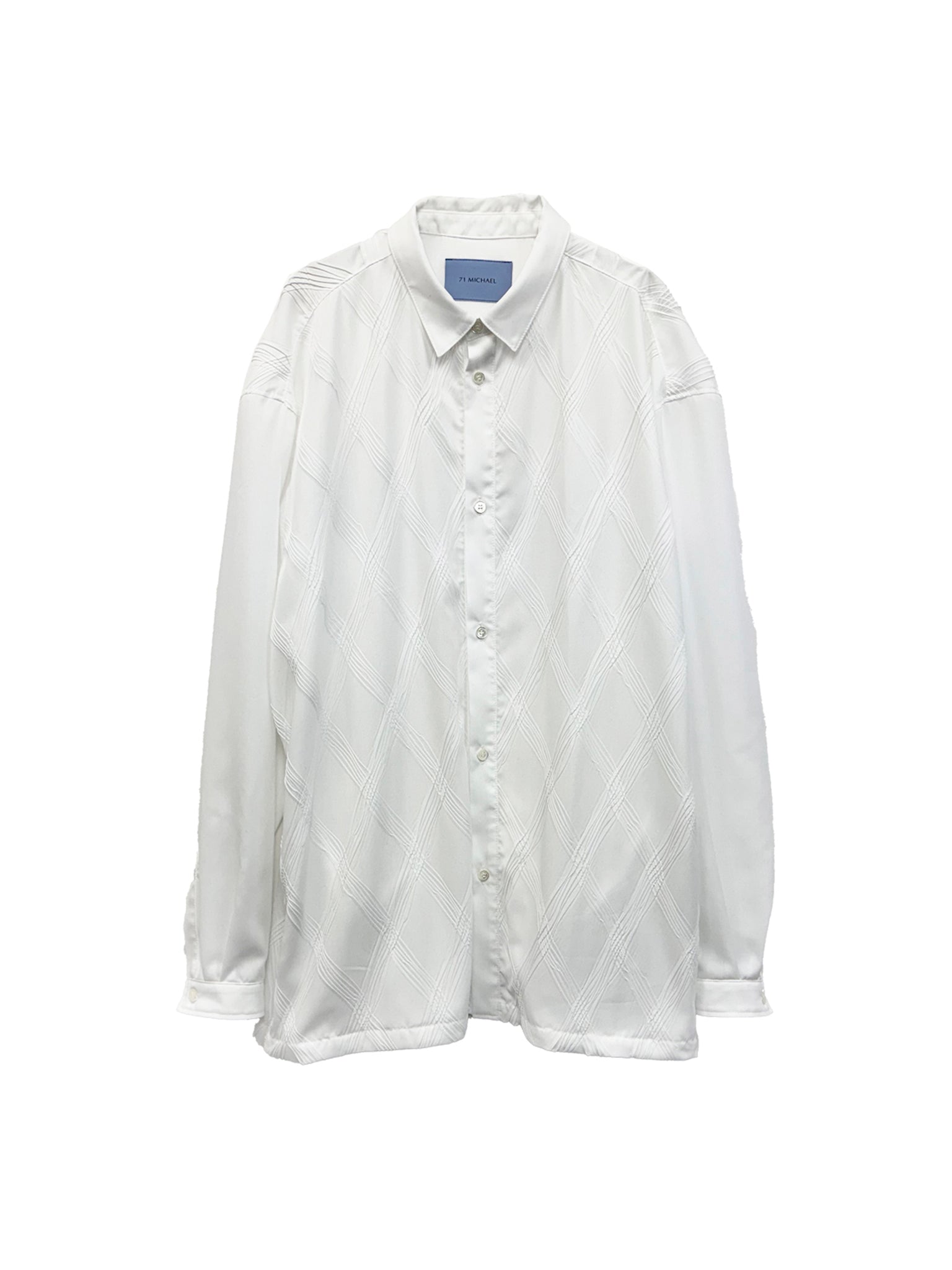 Long-sleeved shirt with double pleats <br />[WHITE]