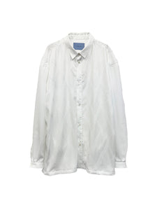 Long-sleeved shirt with double pleats <br />[WHITE]