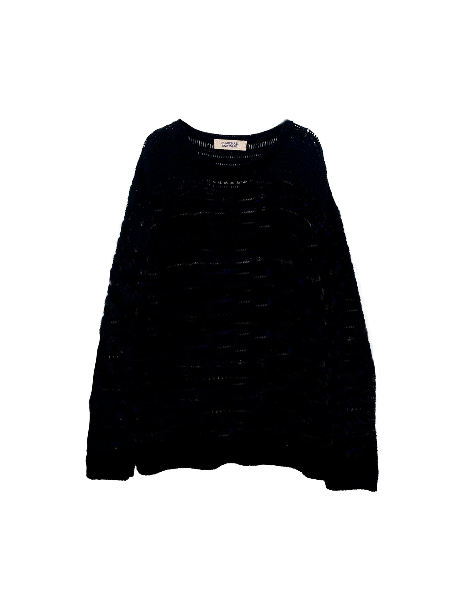 Crochet Striped Pullover<br />[SOLID BLACK]