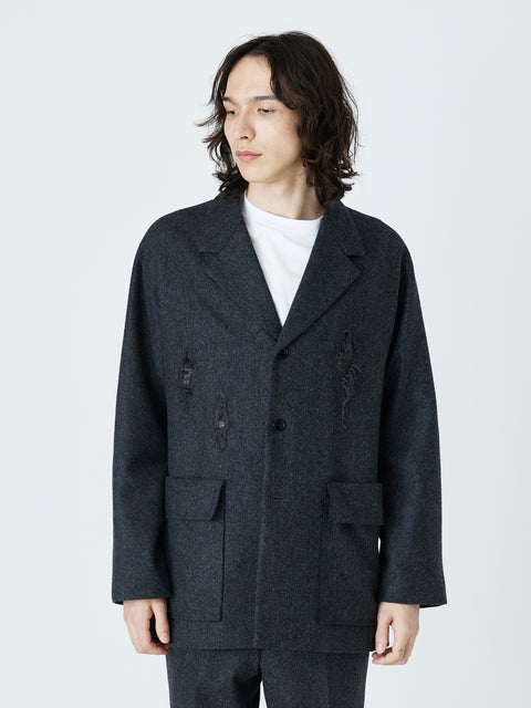 SCRATCHES OVERSIZE JACKET<br />[DARK GRAY]