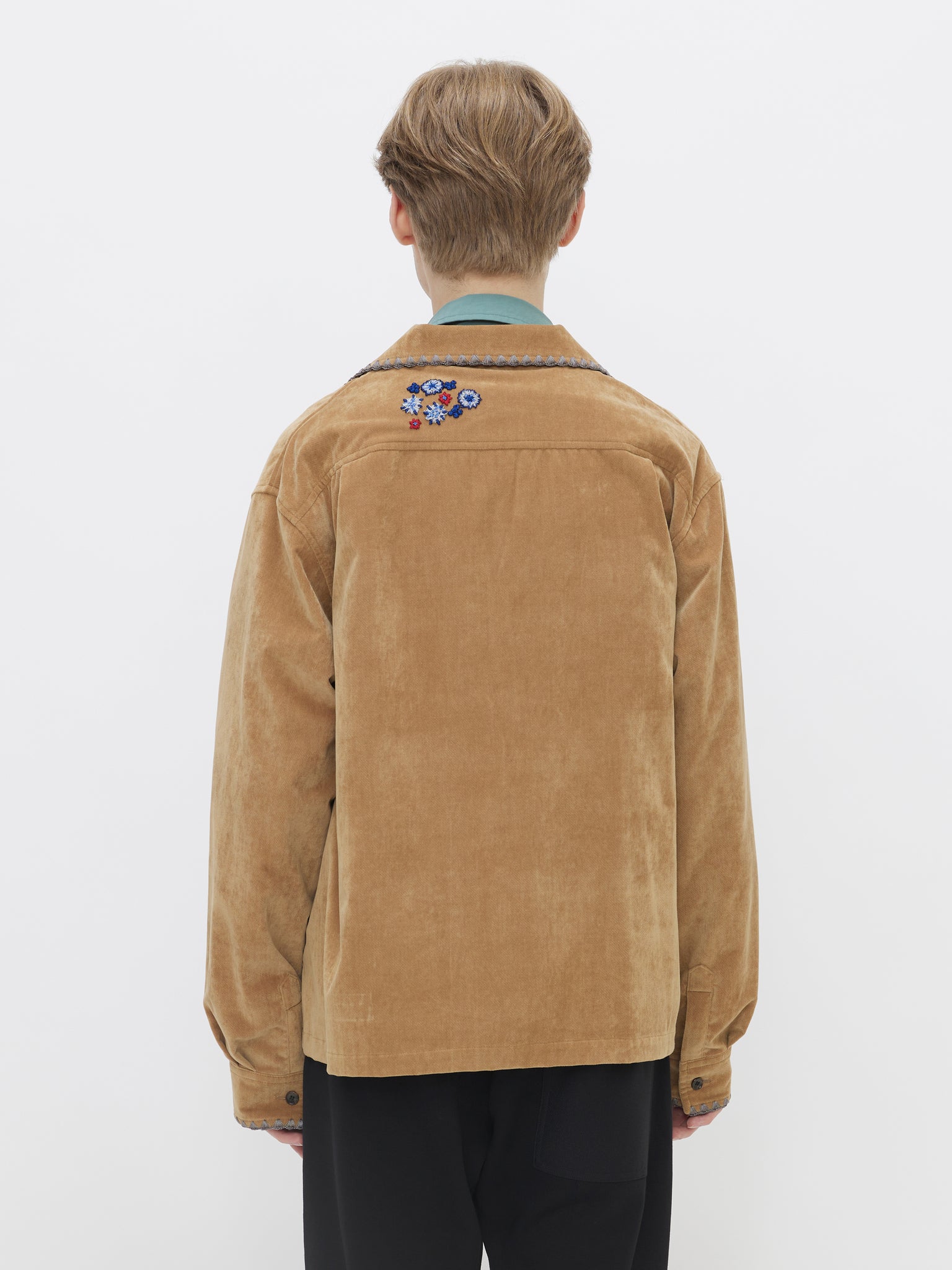 EMBROIDERED SHIRT JACKET<br />[BROWN]