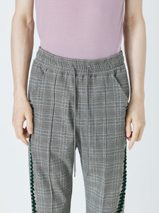 EMBROIDERED TRACK PANTS<br />[BLACK CHECK]