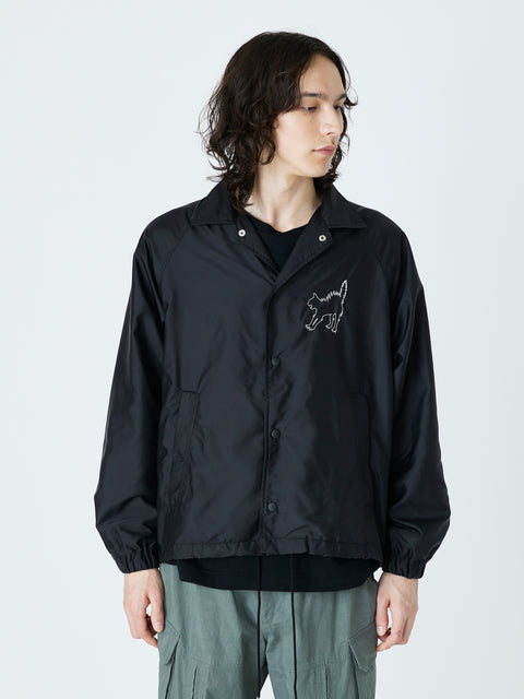 EMBROIDERED NYLON JACKET<br />[BLACK]