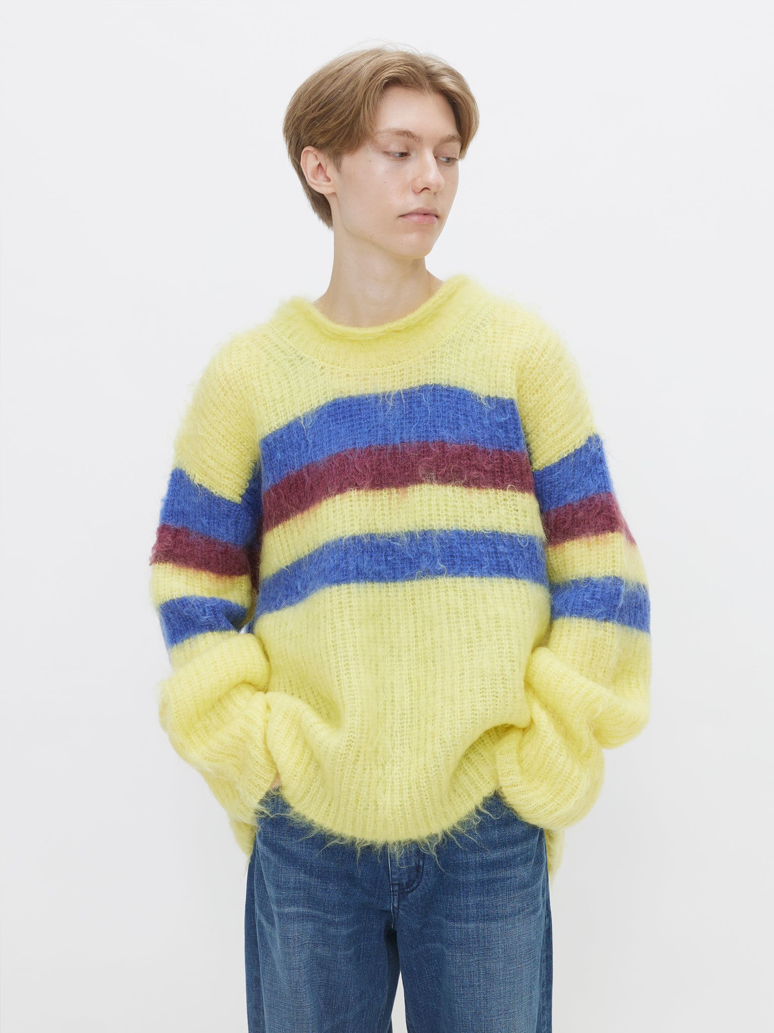 BOTTLE NECK BORDER KNIT<br />[YELLOW]