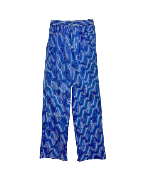 Pants with double pleats<br />[BLUE STRIPE]