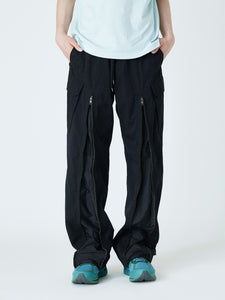 MILITARY PANTS WITH LONG ZIPPER<br />[BLACK]