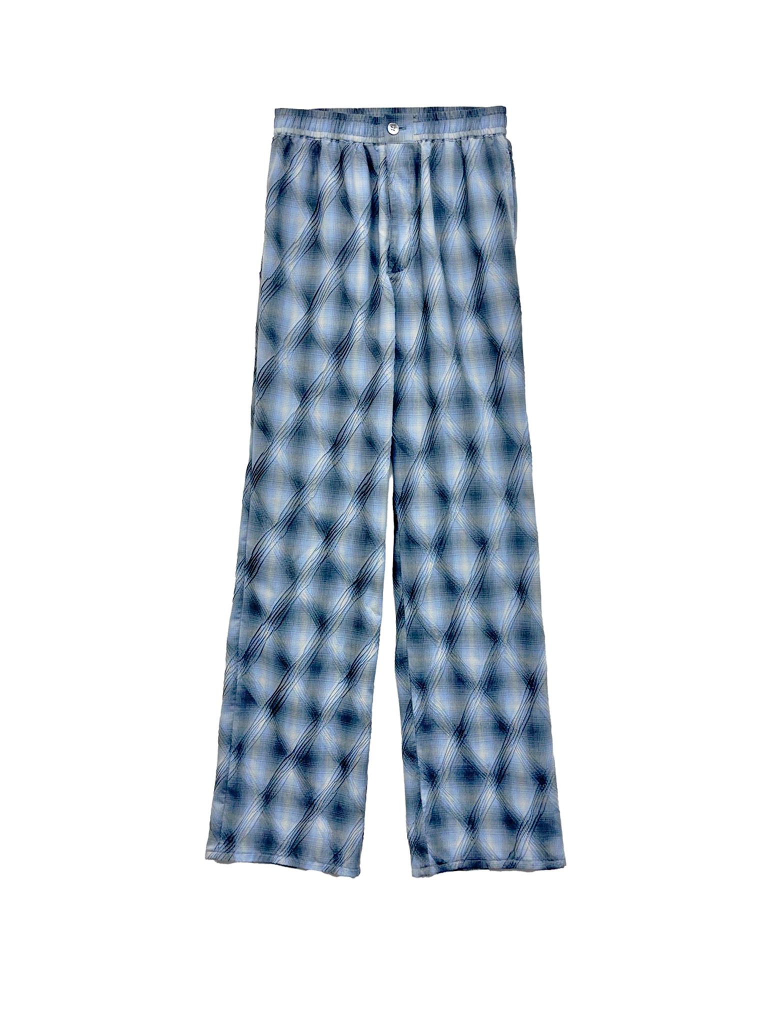 Pants with double pleats<br />[BLUE CHECK]