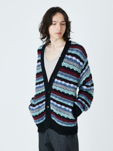 CROCHET KNIT CARDIGAN<br />[BLACK]