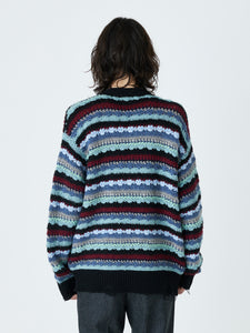 CROCHET KNIT CARDIGAN<br />[BLACK]