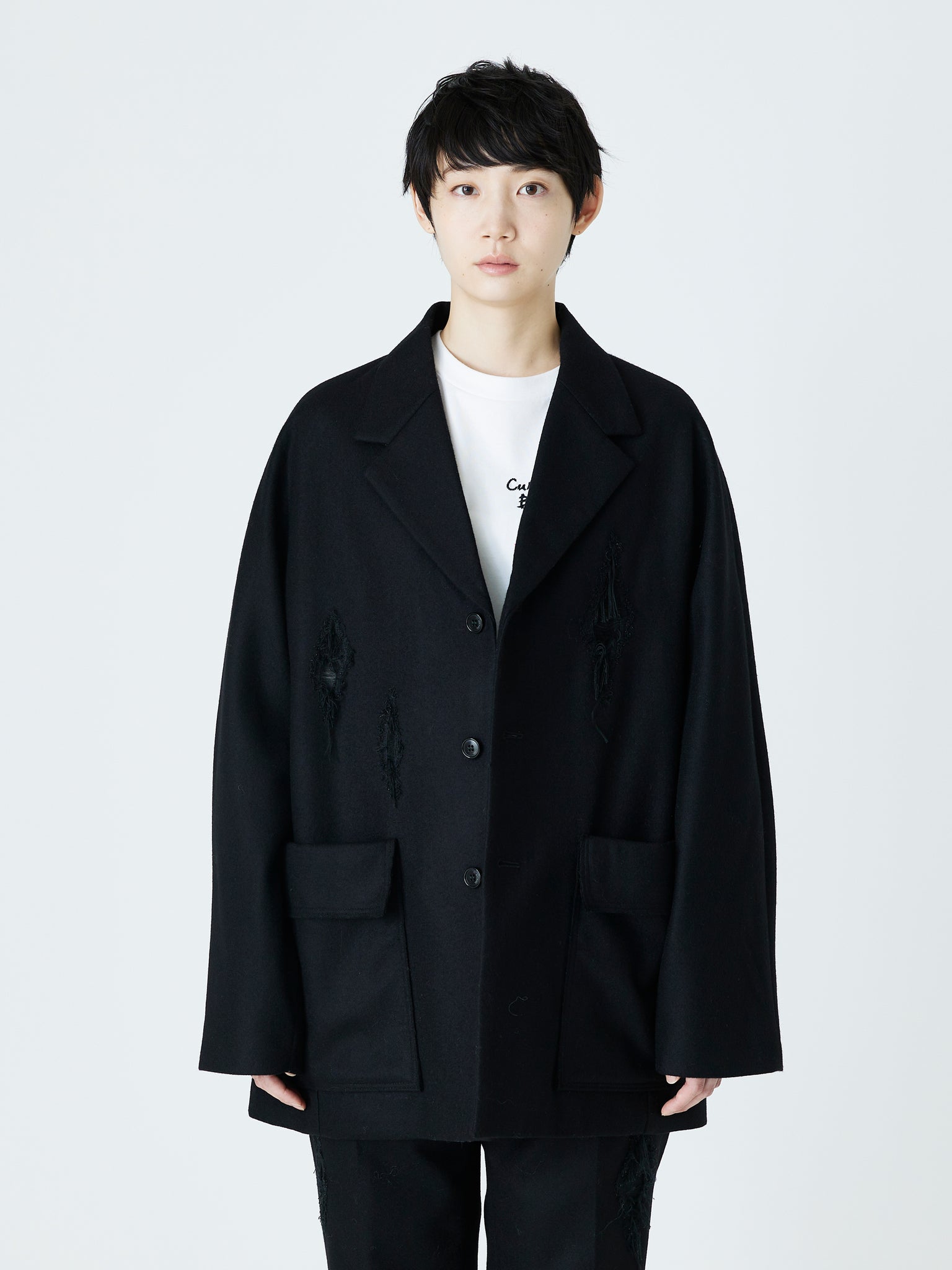 SCRATCHES OVERSIZE JACKET<br />[BLACK]