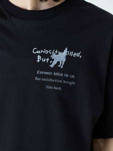 CAT EMBROIDERY AND PRINT T<br />[BLACK]