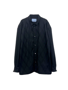 Long-sleeved shirt with double pleats <br />[BLACK]