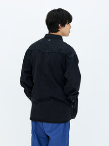 MULTI-POCKET DENIM SHIRT<br />[BLACK]