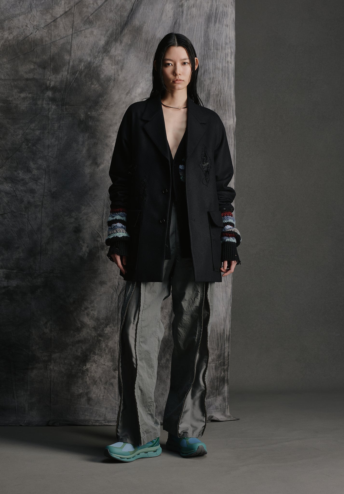 SCRATCHES OVERSIZE JACKET<br />[BLACK]