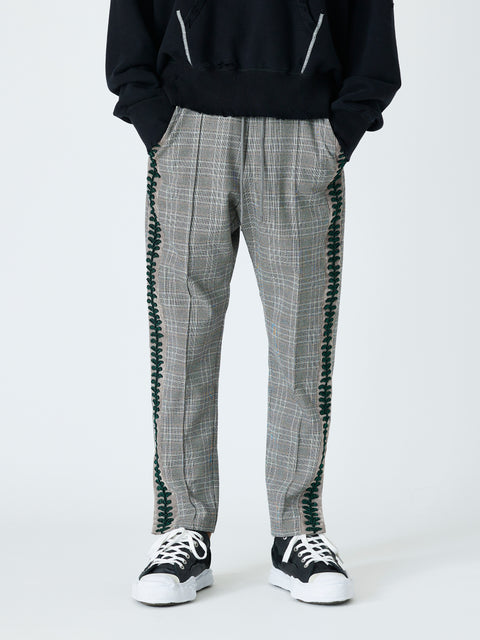 EMBROIDERED TRACK PANTS<br />[BLACK CHECK]