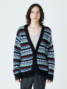 CROCHET KNIT CARDIGAN<br />[BLACK]