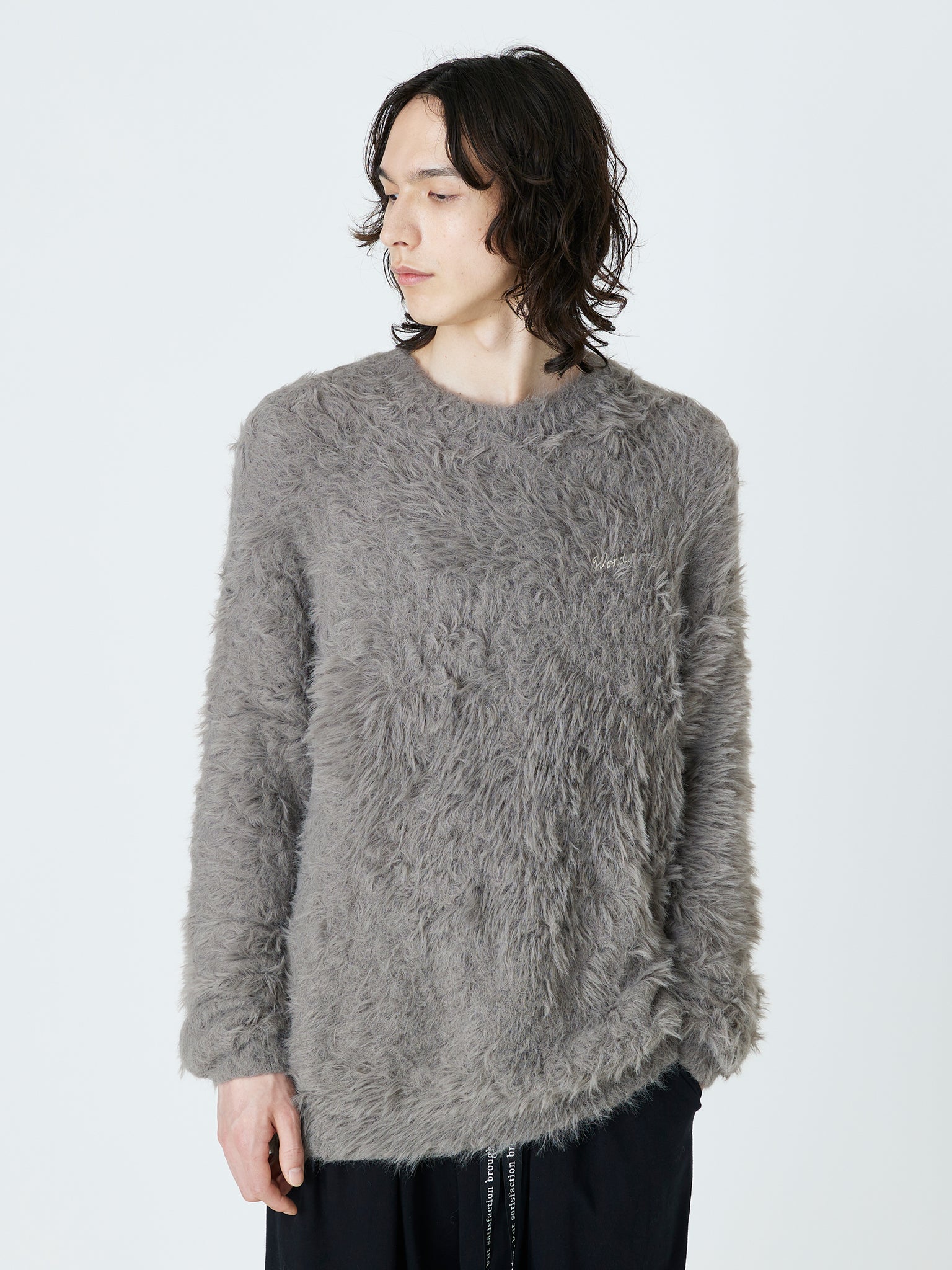 SHAGGY KNIT PULLOVER<br />[BROWN]