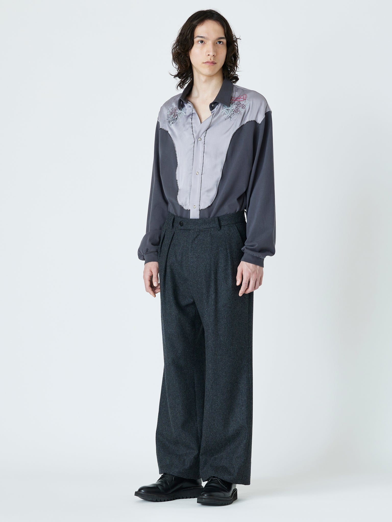 WIDE SLACKS<br />[DARK GRAY]