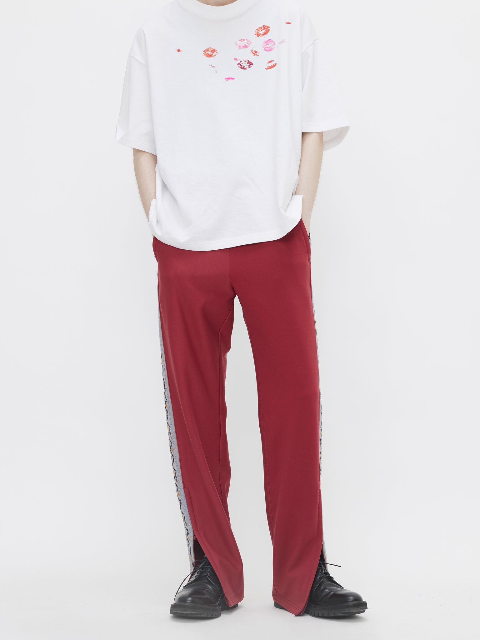 EMBROIDERED TRACK PANTS[BORDEAUX]