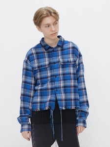 HEM DAMAGED CHECK SHIRT[BLUE CHECK]