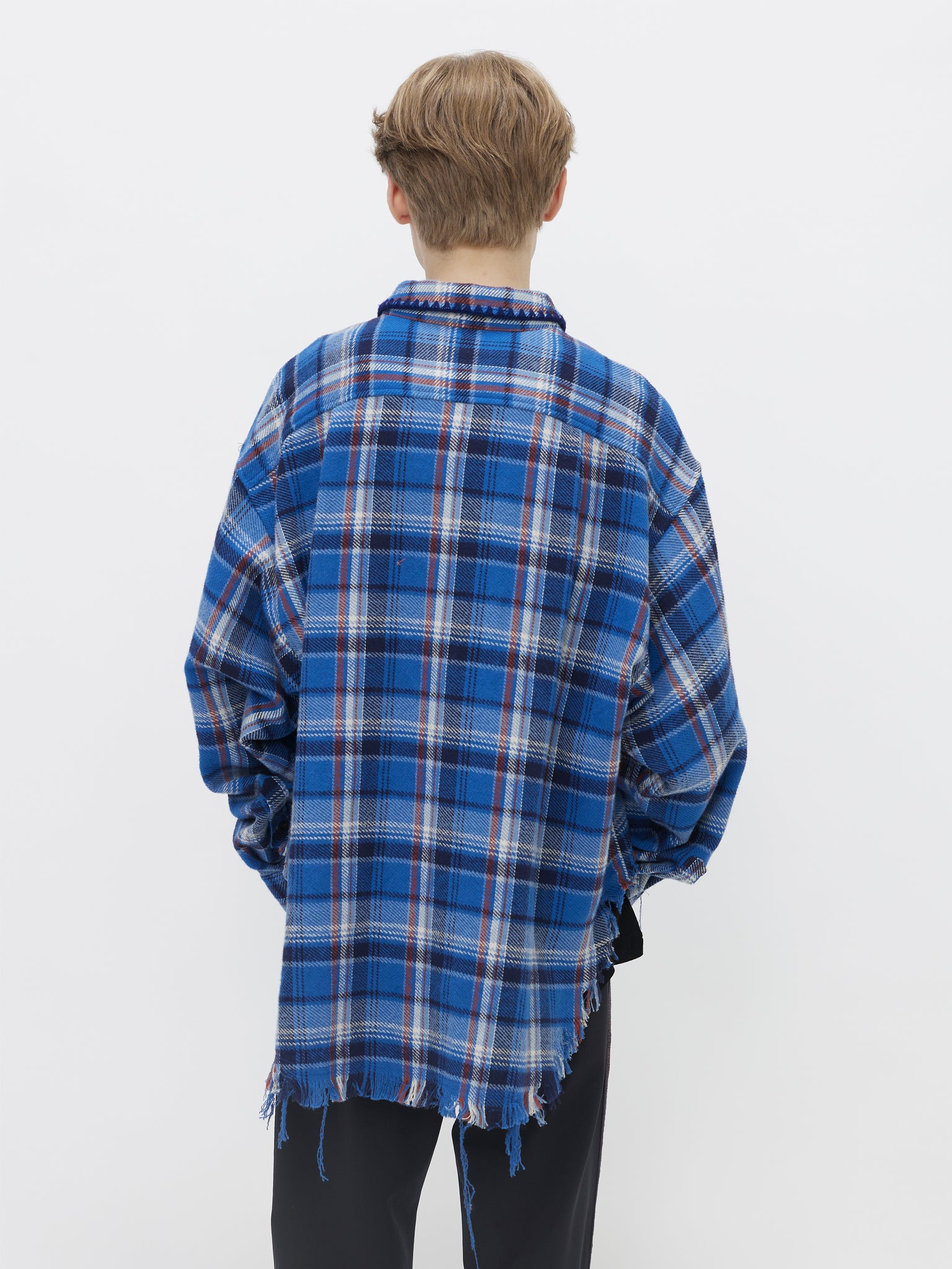 HEM DAMAGED CHECK SHIRT[BLUE CHECK]
